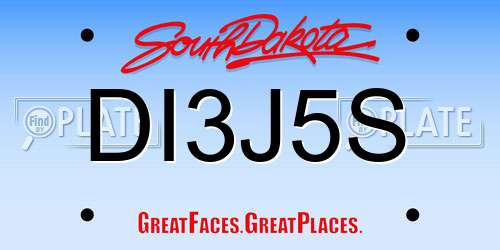 DI3J5S South Dakota License Plate