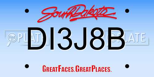 DI3J8B South Dakota License Plate