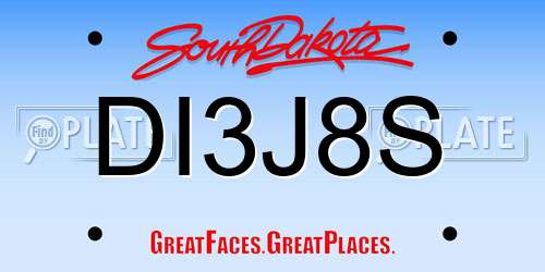DI3J8S South Dakota License Plate