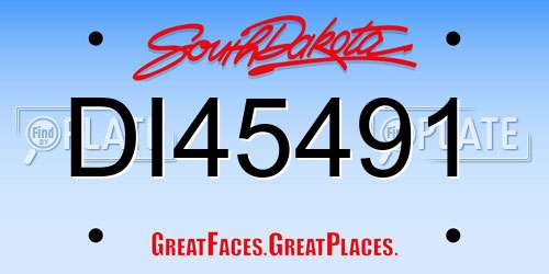 DI45491 South Dakota License Plate