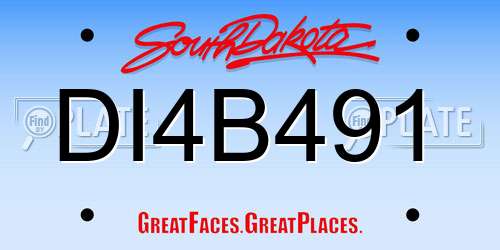 DI4B491 South Dakota License Plate