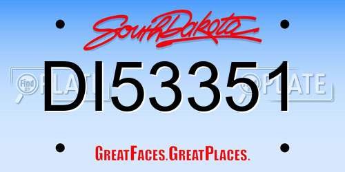 DI53351 South Dakota License Plate