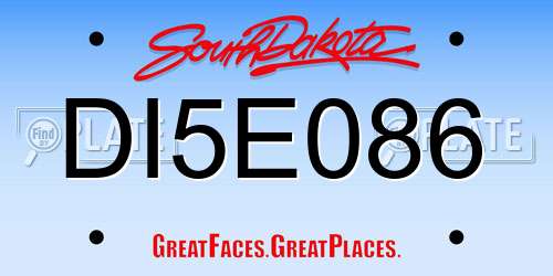 DI5E086 South Dakota License Plate