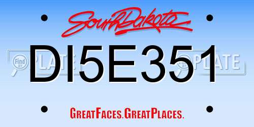 DI5E351 South Dakota License Plate