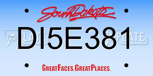 DI5E381 South Dakota License Plate