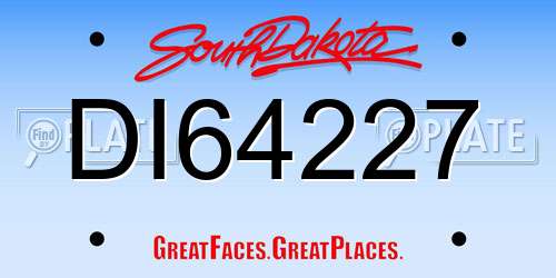 DI64227 South Dakota License Plate