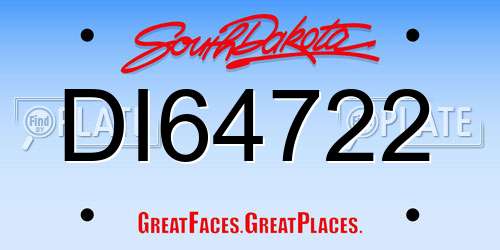 DI64722 South Dakota License Plate