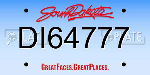 DI64777 South Dakota License Plate