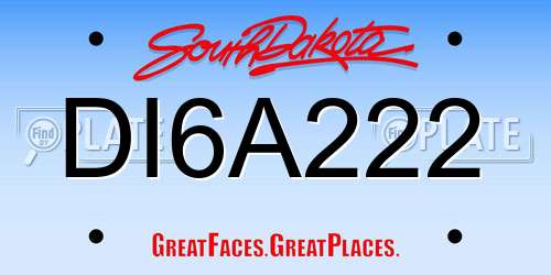 DI6A222 South Dakota License Plate