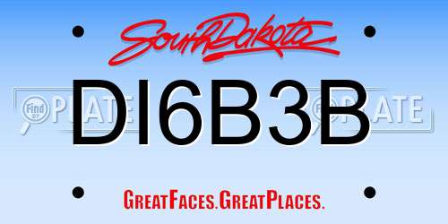 DI6B3B South Dakota License Plate