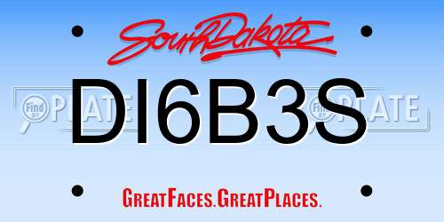 DI6B3S South Dakota License Plate