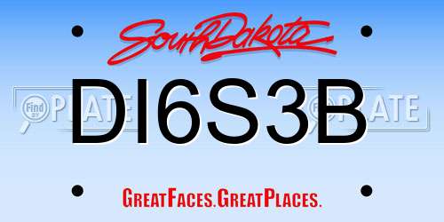 DI6S3B South Dakota License Plate