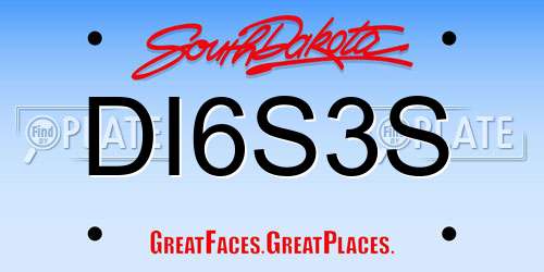 DI6S3S South Dakota License Plate