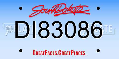 DI83086 South Dakota License Plate