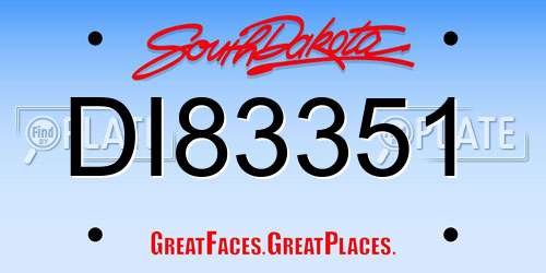 DI83351 South Dakota License Plate
