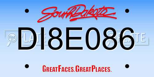 DI8E086 South Dakota License Plate