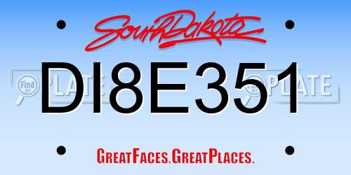 DI8E351 South Dakota License Plate