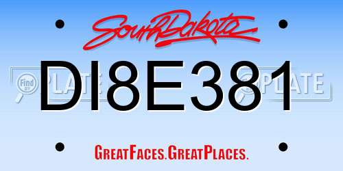 DI8E381 South Dakota License Plate