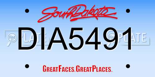 DIA5491 South Dakota License Plate