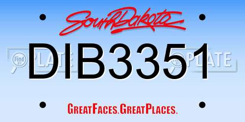 DIB3351 South Dakota License Plate