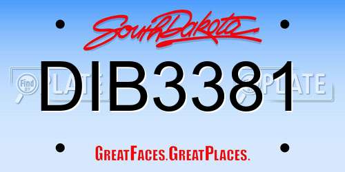 DIB3381 South Dakota License Plate