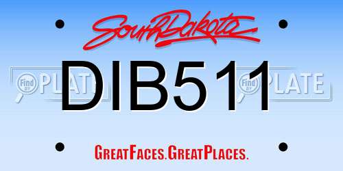 DIB511 South Dakota License Plate