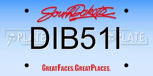 DIB51I South Dakota License Plate