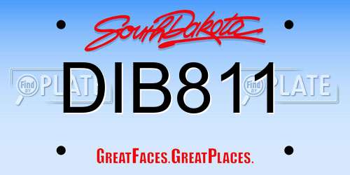 DIB811 South Dakota License Plate