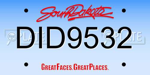 DID9532 South Dakota License Plate