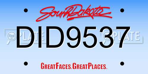 DID9537 South Dakota License Plate
