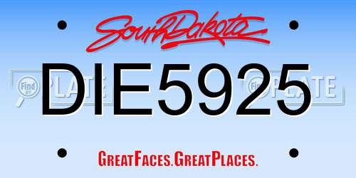 DIE5925 South Dakota License Plate
