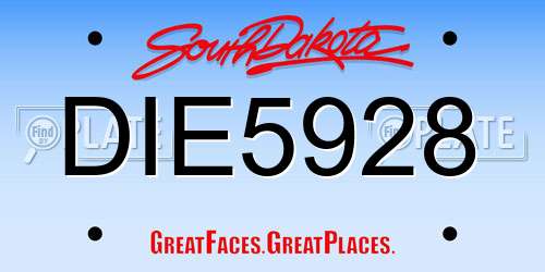 DIE5928 South Dakota License Plate