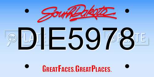 DIE5978 South Dakota License Plate