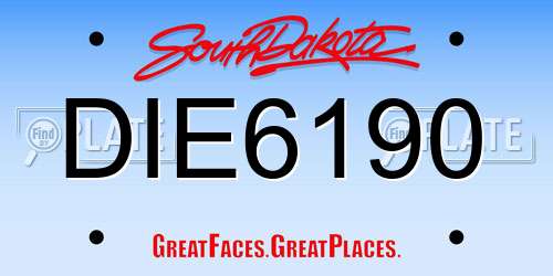 DIE6190 South Dakota License Plate