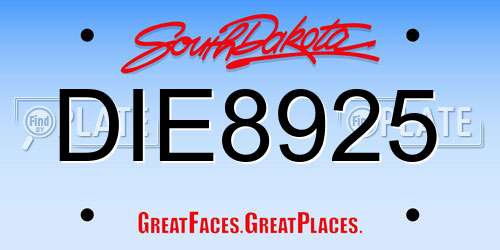 DIE8925 South Dakota License Plate