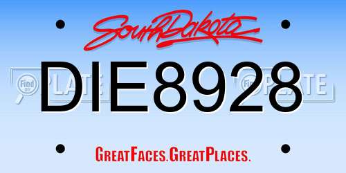 DIE8928 South Dakota License Plate