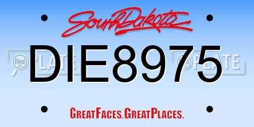 DIE8975 South Dakota License Plate