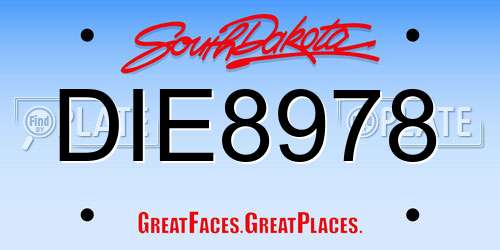 DIE8978 South Dakota License Plate
