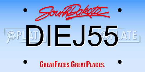 DIEJ55 South Dakota License Plate