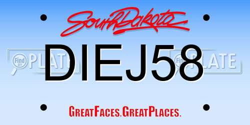 DIEJ58 South Dakota License Plate