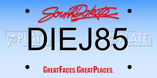 DIEJ85 South Dakota License Plate