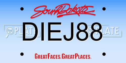 DIEJ88 South Dakota License Plate
