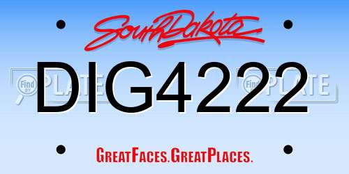 DIG4222 South Dakota License Plate
