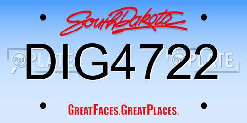 DIG4722 South Dakota License Plate