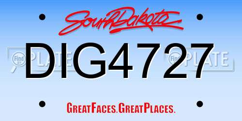 DIG4727 South Dakota License Plate