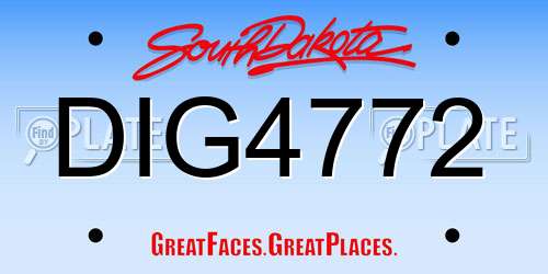 DIG4772 South Dakota License Plate