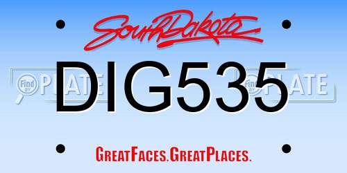 DIG535 South Dakota License Plate