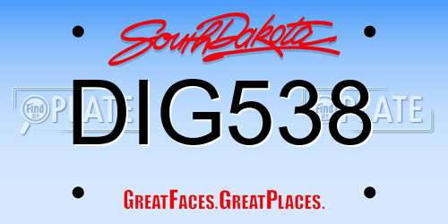 DIG538 South Dakota License Plate