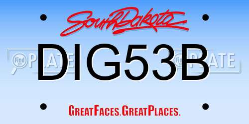 DIG53B South Dakota License Plate