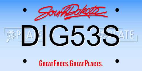 DIG53S South Dakota License Plate
